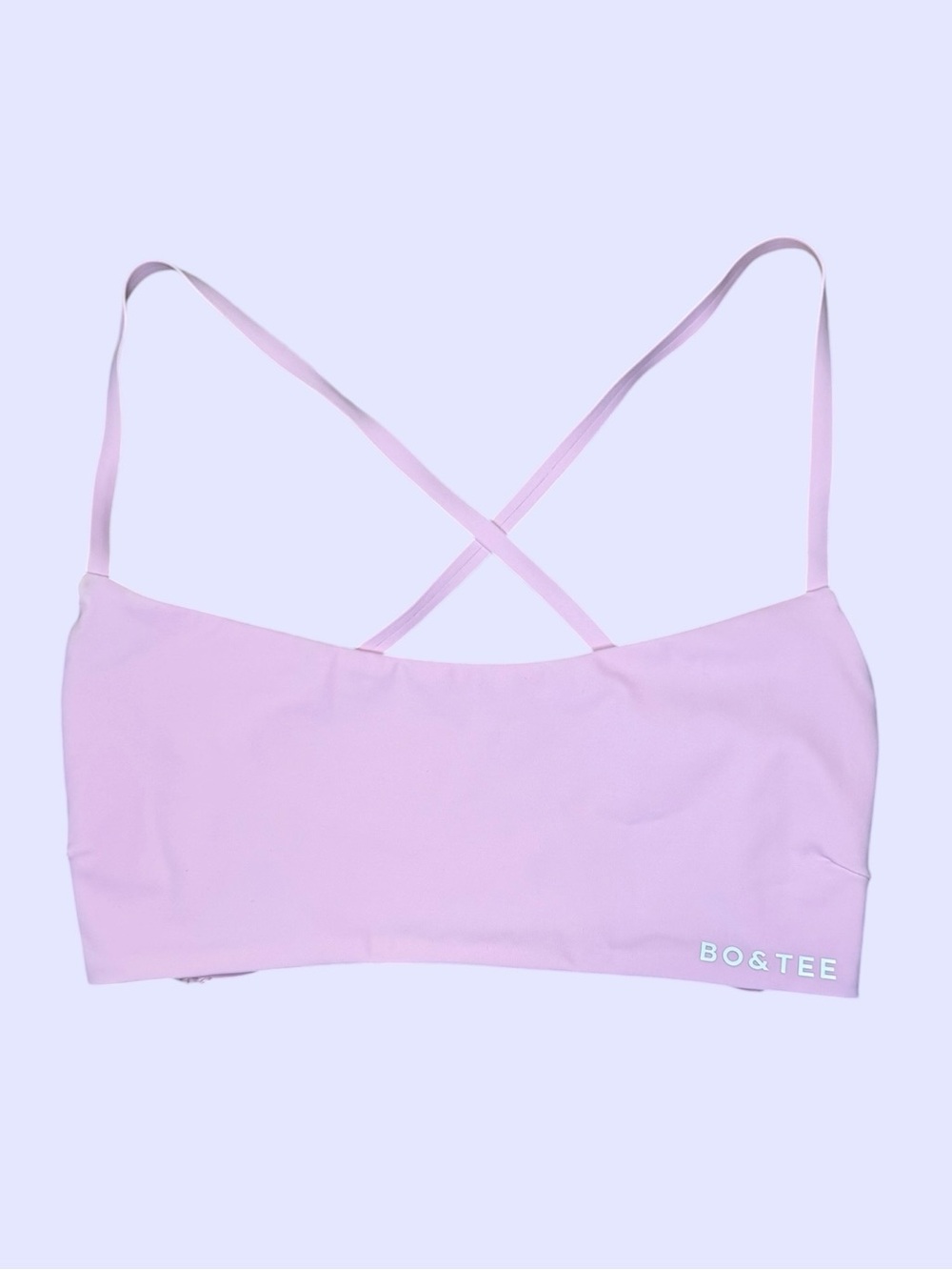 Bo+Tee Light Pink Strappy Sports Bra Light Support Small NWOT
